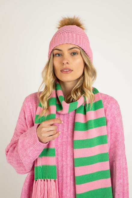 Women's Winter Knit Scarf - Kells, Bright Pink | Celtic Clothing Company